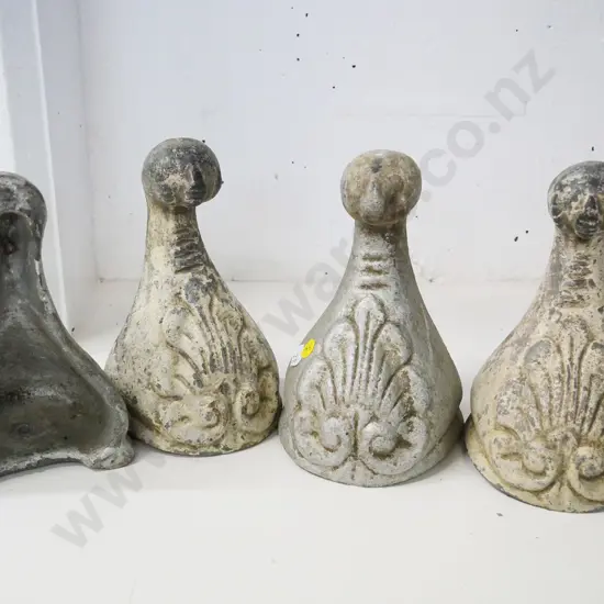 vintage set of 4 cast iron bath feet with silver finish