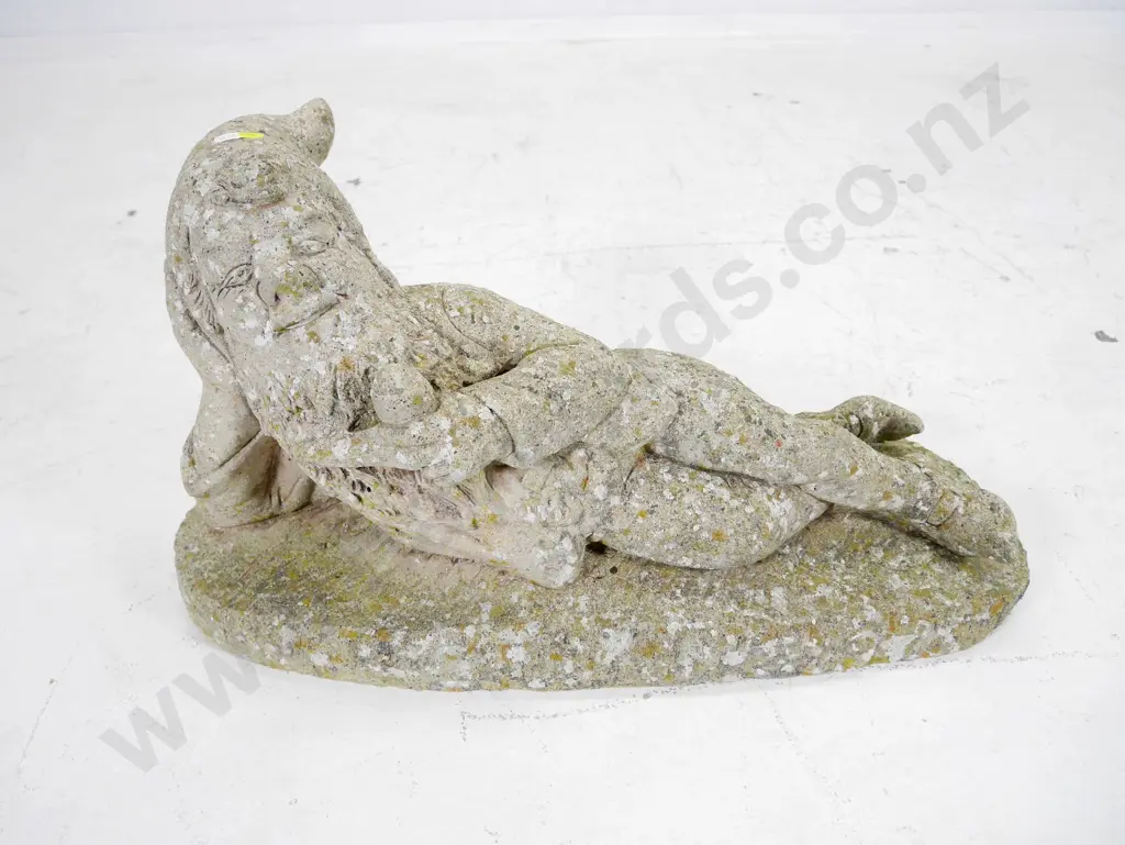 cast concrete reclining garden gnome figure  H-310 L-570 Image 1++