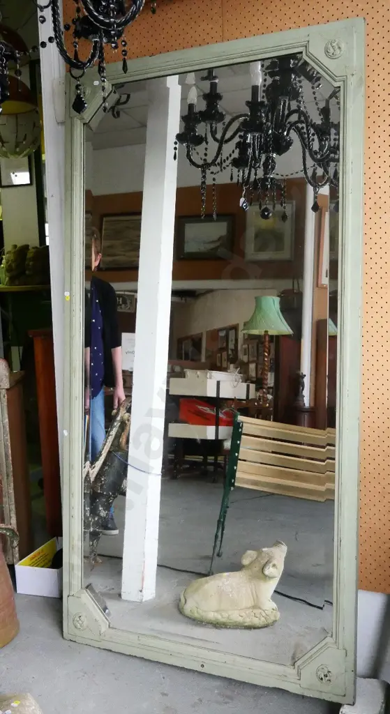 large wood-framed bevelled edge wall mirror H-1700 W-900 Image 1++