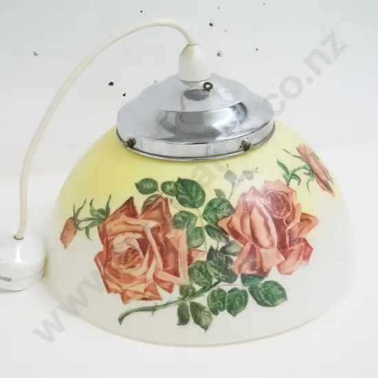 retro hand-painted rose pattern ceiling light fitting with chrome journal H-200 D-350