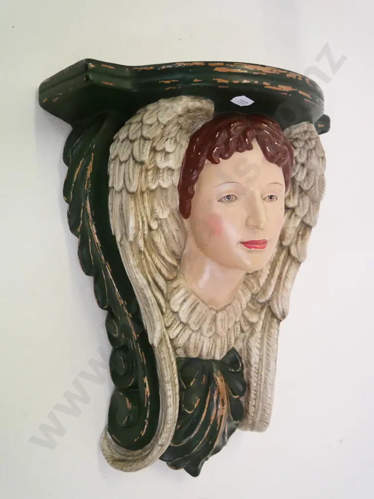 reproduction china or composite figural wall mount shelf or stand - faux antique finish. H-320 W-270 D-160 Image 1++