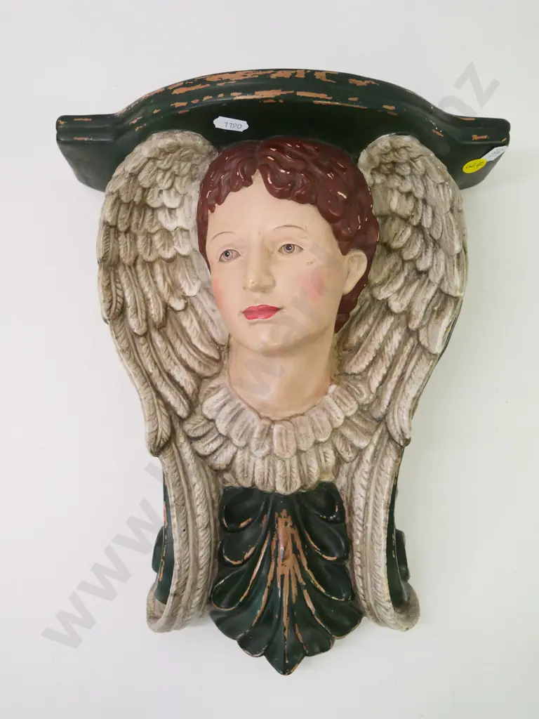 reproduction china or composite figural wall mount shelf or stand - faux antique finish. H-320 W-270 D-160 Image 1++