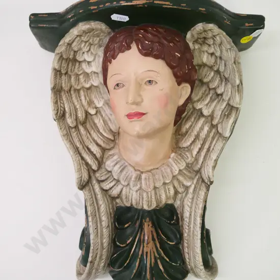 reproduction china or composite figural wall mount shelf or stand - faux antique finish. H-320 W-270 D-160