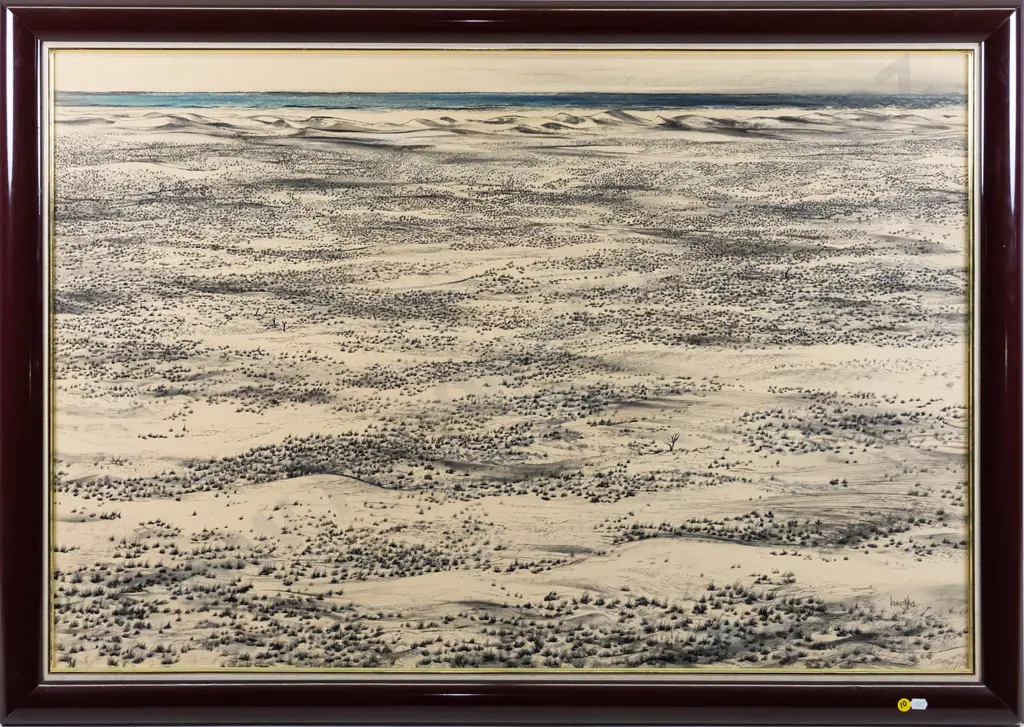 Kenneth Jack -framed mixed media - "The Great Sandy Desert and Eight Mile Beach WA" H-670 W-980 Image 1++