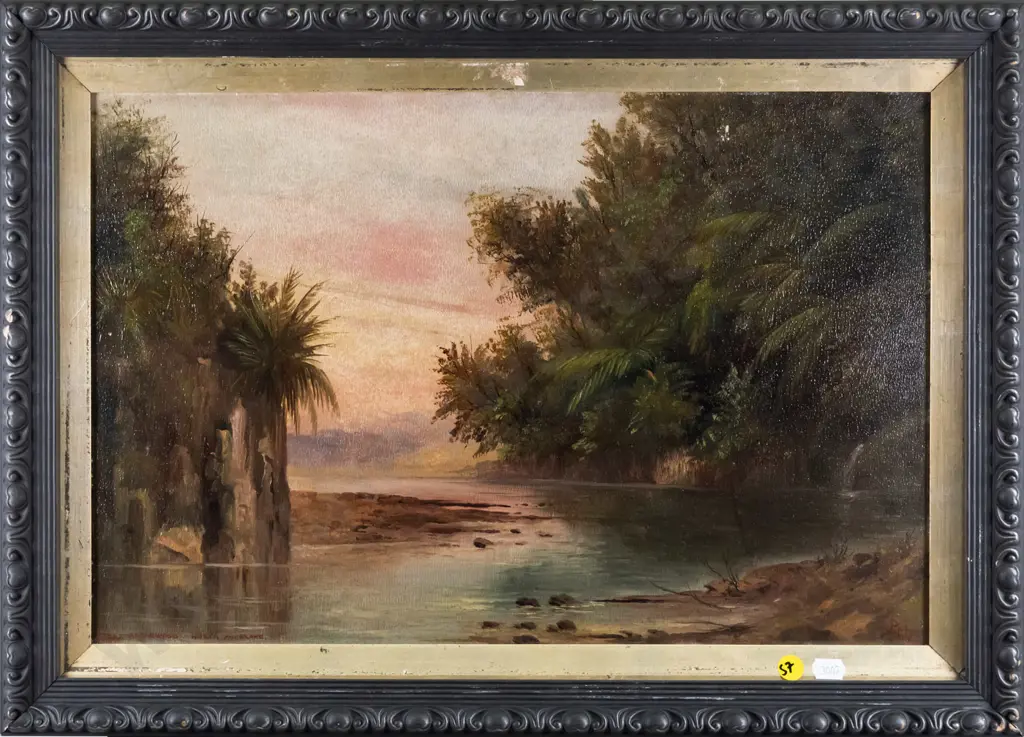framed oil - river scene H-300 W-460 Image 1++