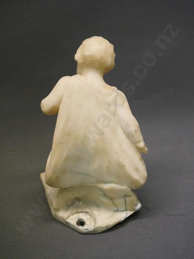 alabaster figure, was table lamp base, has hole at back of base - H-280 W-140 D-160 Image 1++