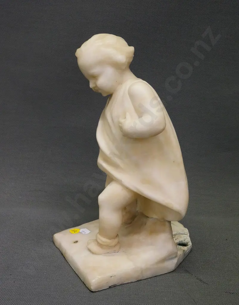 alabaster figure, was table lamp base, has hole at back of base - H-280 W-140 D-160 Image 1++