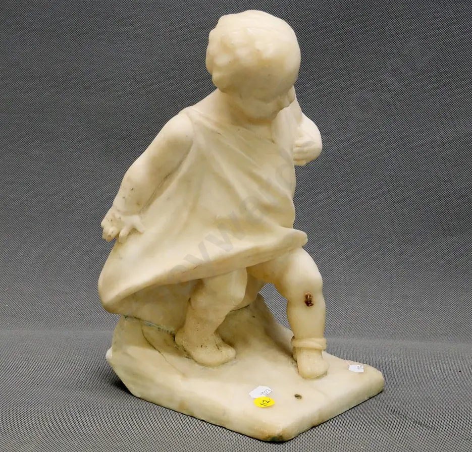 alabaster figure, was table lamp base, has hole at back of base - H-280 W-140 D-160 Image 1++