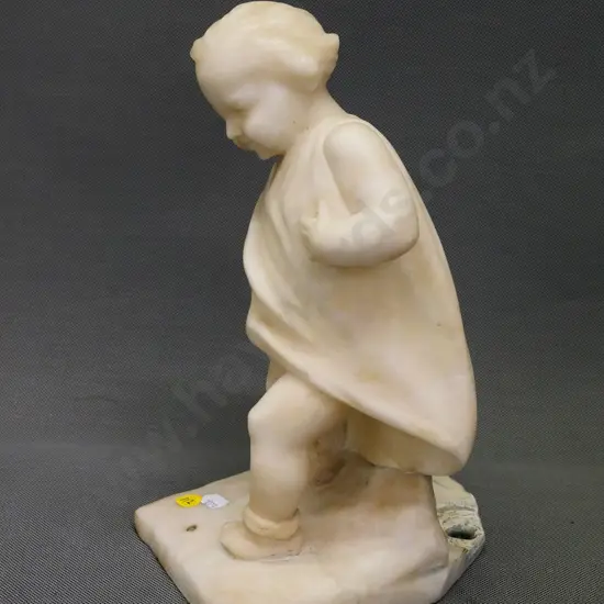 alabaster figure, was table lamp base, has hole at back of base - H-280 W-140 D-160