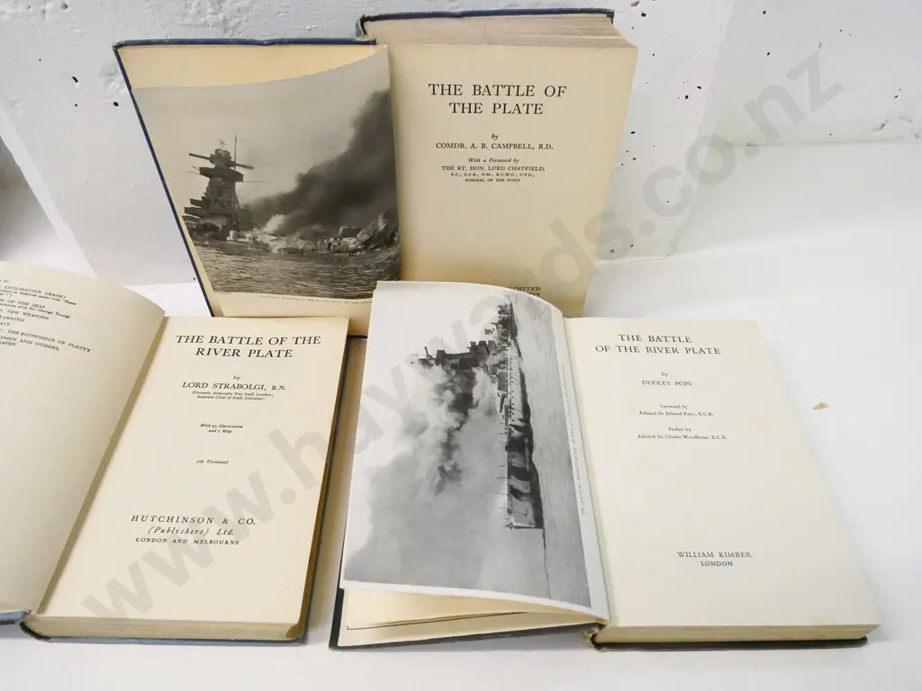 6 books - Gallipoli x 2, Churchill in the Dardanelles, 3 books on the battle of River Plate (Strabolgi, Campbell, Pope) Image 1++