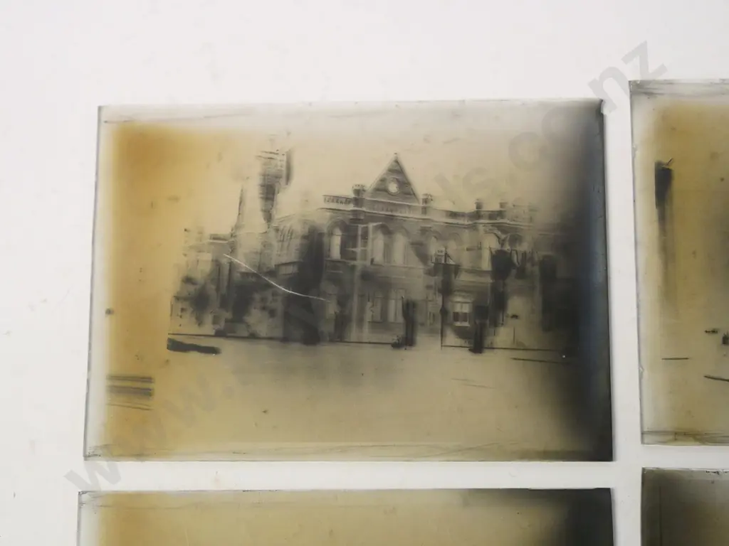 6 small glass plate negatives and an antique glazed case for daguerreotype or tintype H-75 W-60 Image 1++