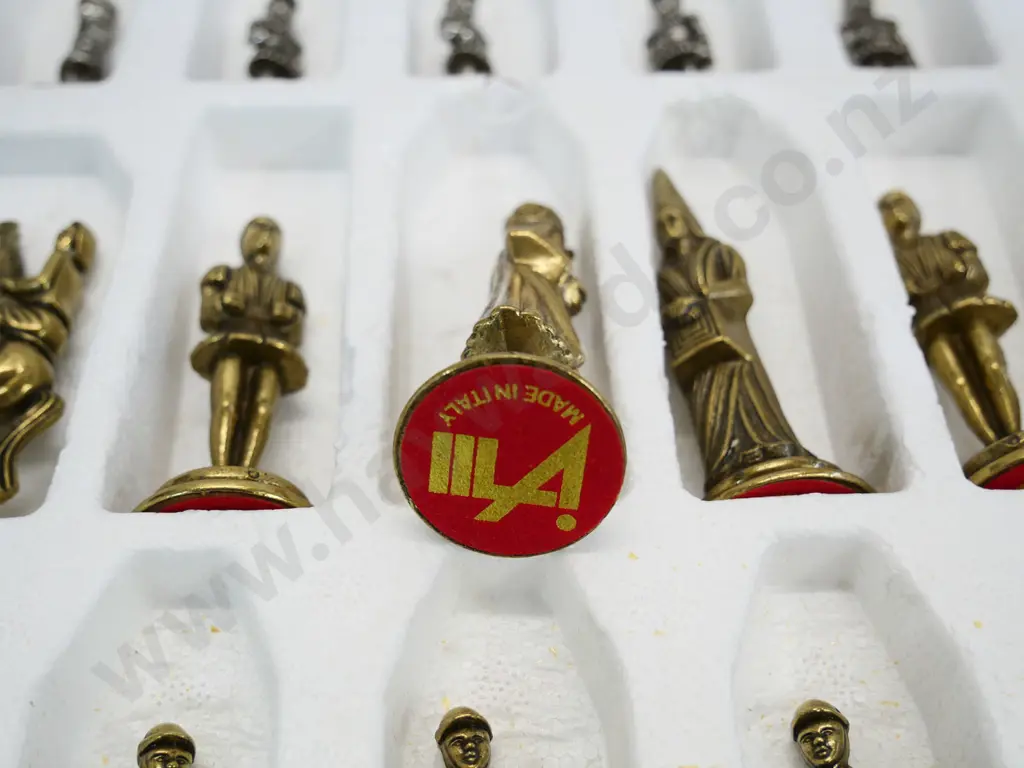 cast metal "Camelot" chess piece set, no board, made in Italy Image 1++