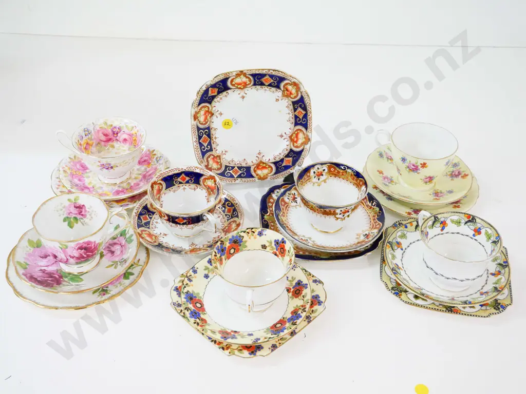 7 fine china trios - 4 Royal Albert (Serena, etc.) and 3 Aynsley Image 1++