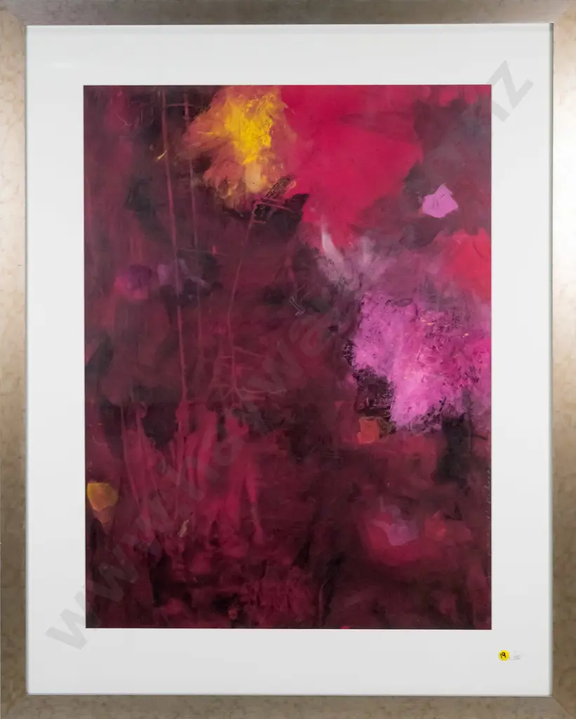 Rebecca Straker Cunningham - framed mixed media - "The Pink Parasol" H-730 W-540 Image 1++