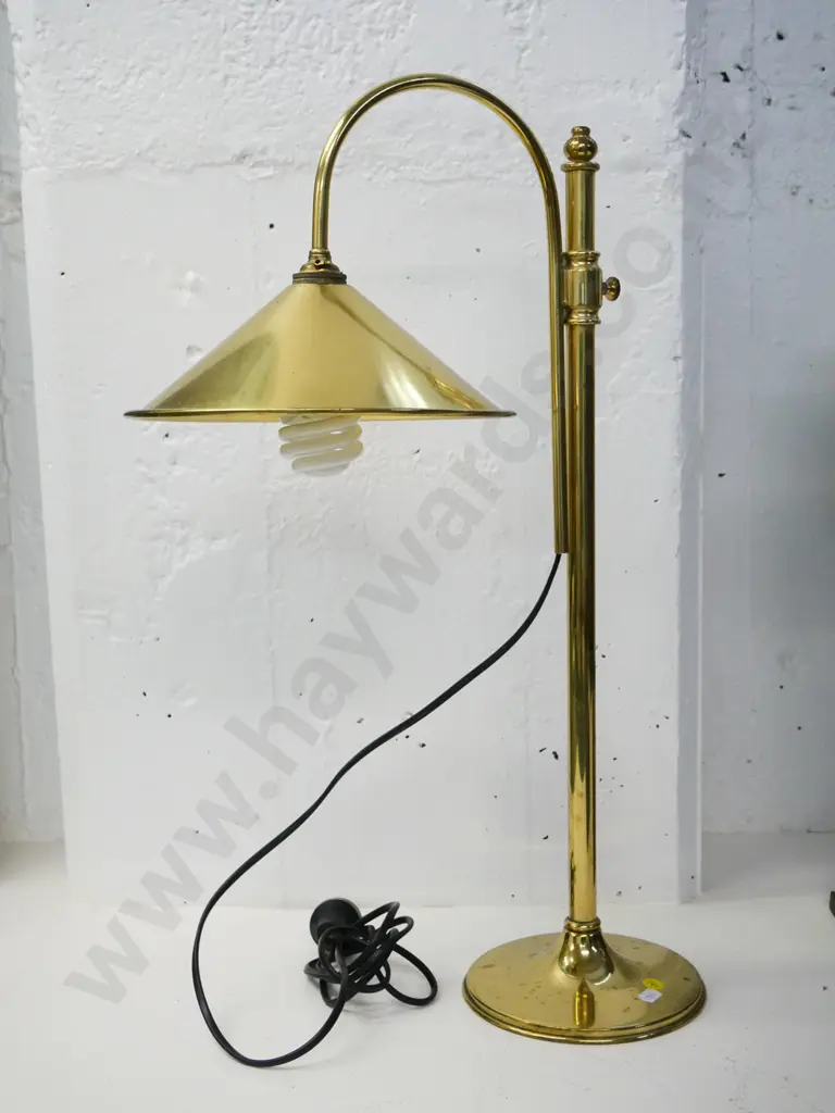 brass adjustable-height table lamp - some marking on brass H-580 Shade diameter 230 Image 1++
