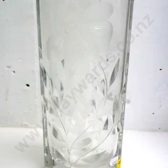 heavy cut & etched crystal vase H-260