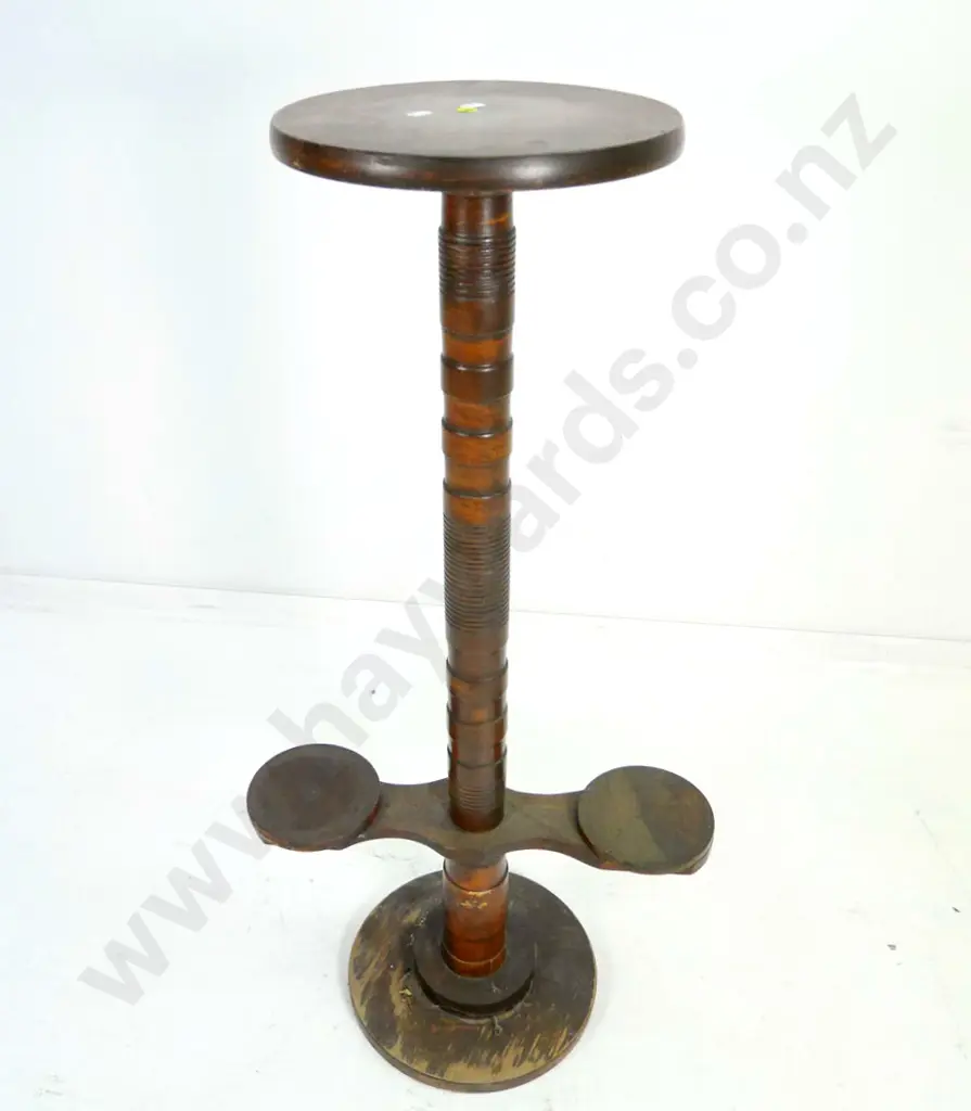 column base indoor plant stand with 2 small lower shelves - polish needs work H-900 W-450 Image 1++