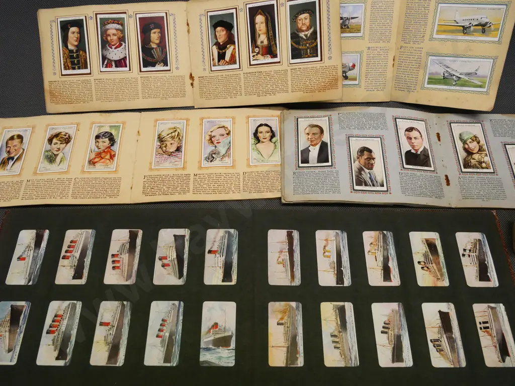 assorted vintage cigarette collector cards - in albums and loose - some damage and foxing to albums Image 1++