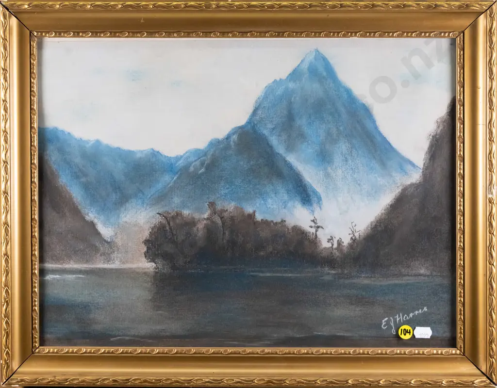 EJ Harris - framed pastel - Mitre Peak H-310 W-410 Image 1++