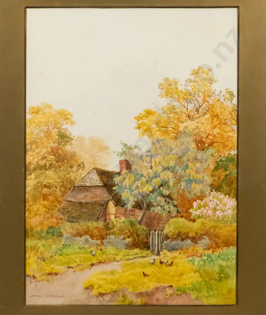 James Matthews - framed watercolour - Selhurst Common Surrey H-350 W-250 Image 1++