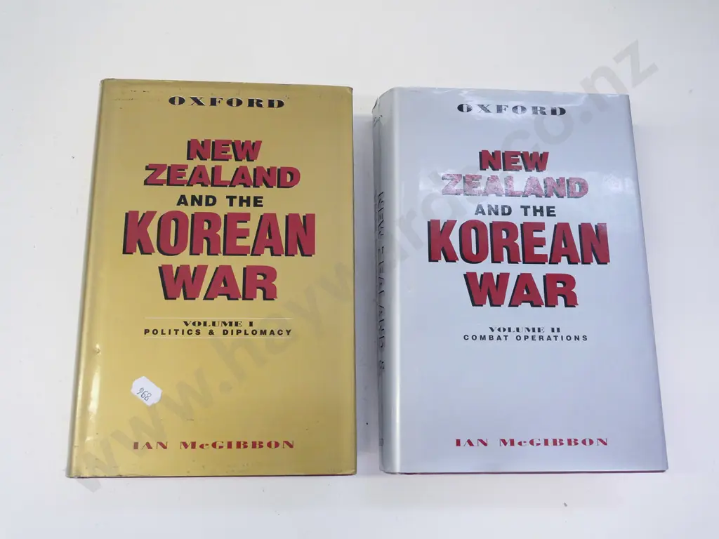 2 books - New Zealand and the Korean War - Volumes 1 & 2 - Ian McGibbon, Oxford University Press 1996 Image 1++