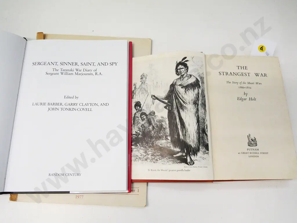 3 NZ military history books: Edgar Holt history of the Maori Wars 1860-72, Taranaki war diary, and 1977 'Man At Arms' w/ Image 1++