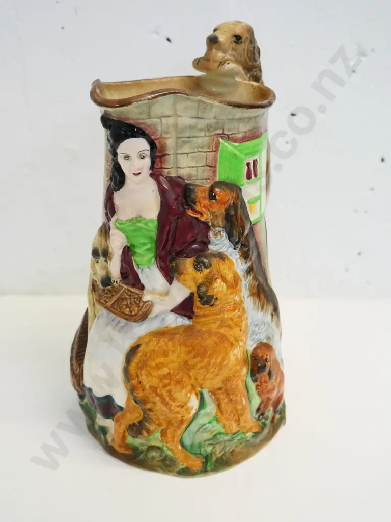 Burleigh Ware reproduction/reissue Old Feeding Time jug with dog handle, H-225 Image 1++
