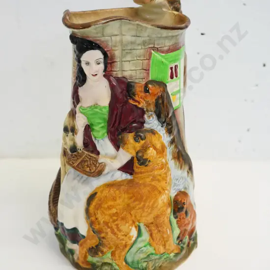 Burleigh Ware reproduction/reissue Old Feeding Time jug with dog handle, H-225