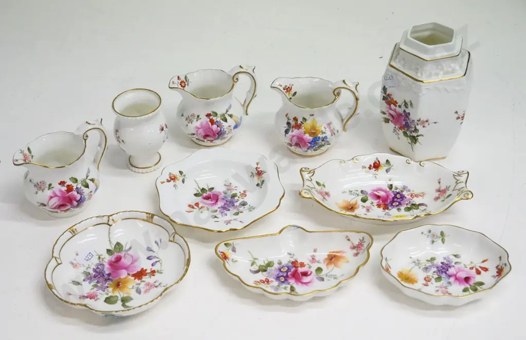 various Royal Crown Derby, some are posies - small dishes, jugs, vase, jar missing its lid Image 1++