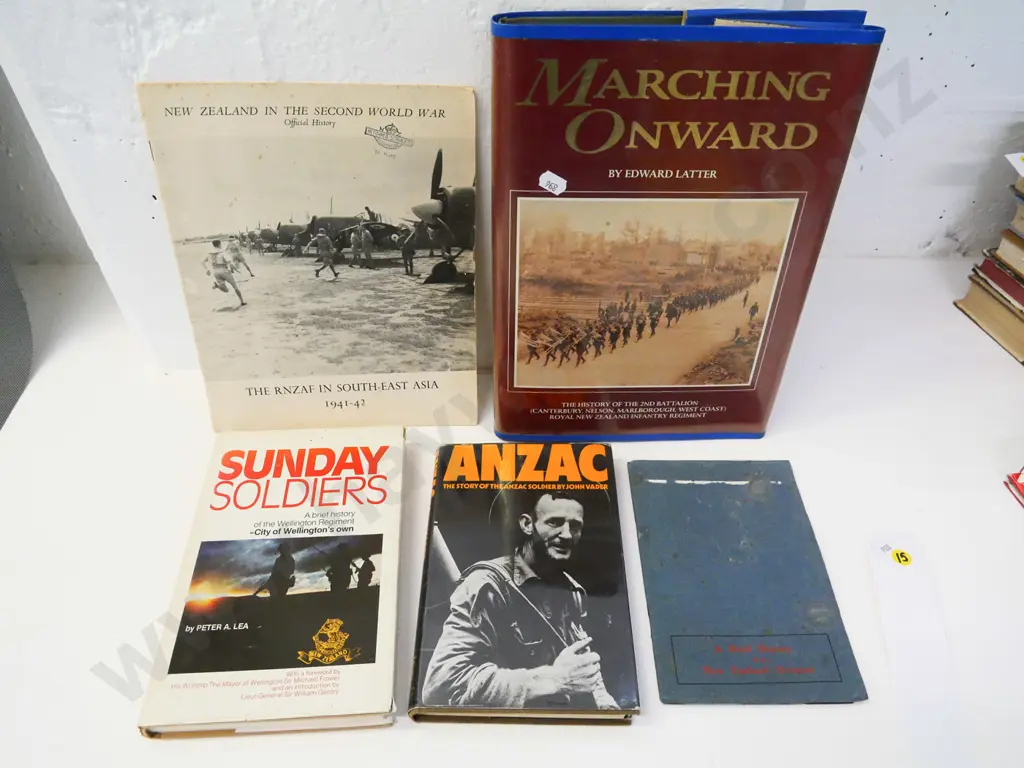 4 NZ military books: regimental histories, RNZAF in Southeast Asia, The Story of the Anzac Soldier etc. Image 1++