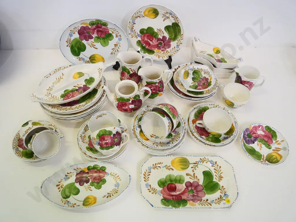 large collection of Simpsons Belle Fiore - missing one segmented dish and teapot lid, & 2 pcs Crown Lynn Fleurette Image 1++