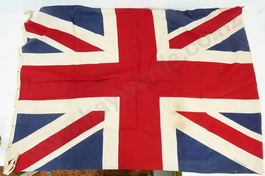 vintage Union Jack flag, marked 'English Made' - some rust spots, minor fraying H-950 W-1330 Image 1++
