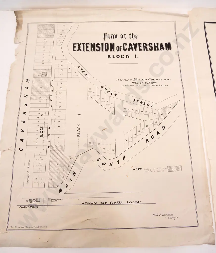 3 Dunedin area subdivision maps - Corner Bush Estate, Caversham, Rothesay - damage and foxing - largest H760 W510 Image 1++