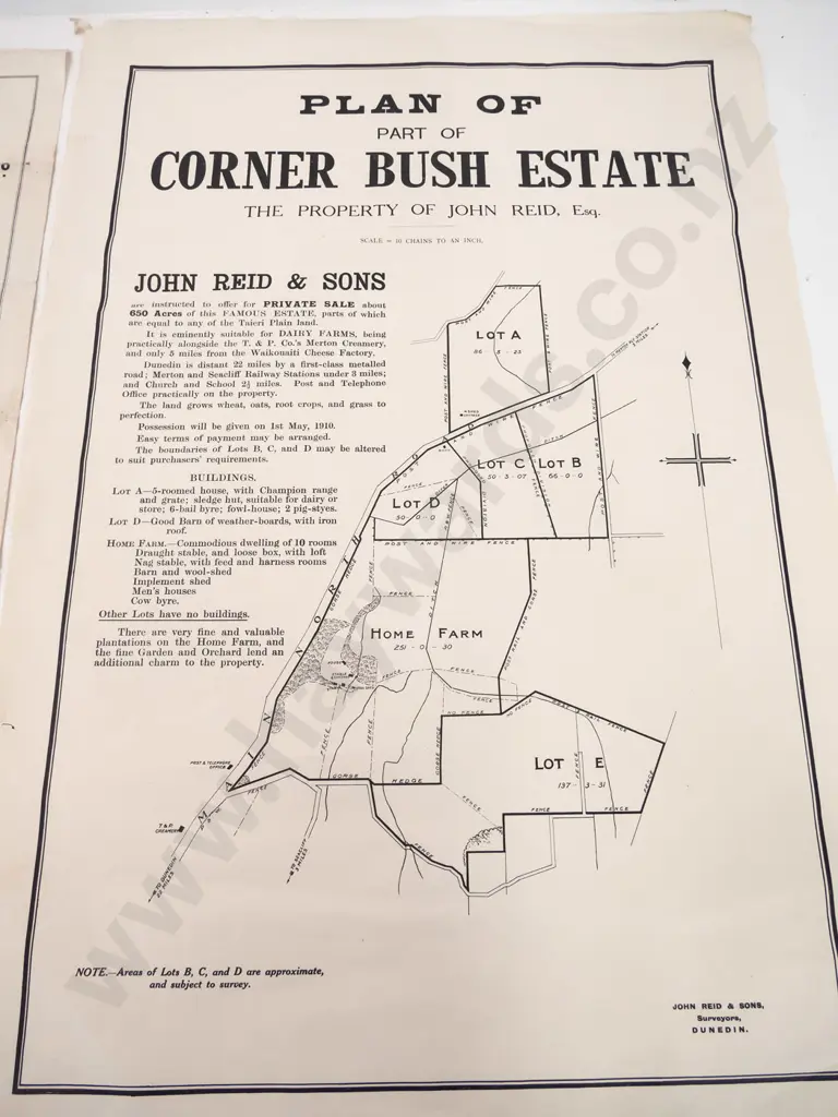 4 Dunedin area subdivision maps - Corner Bush Estate, Caversham, Glenleith etc - damage and foxing - largest H760 W510 Image 1++