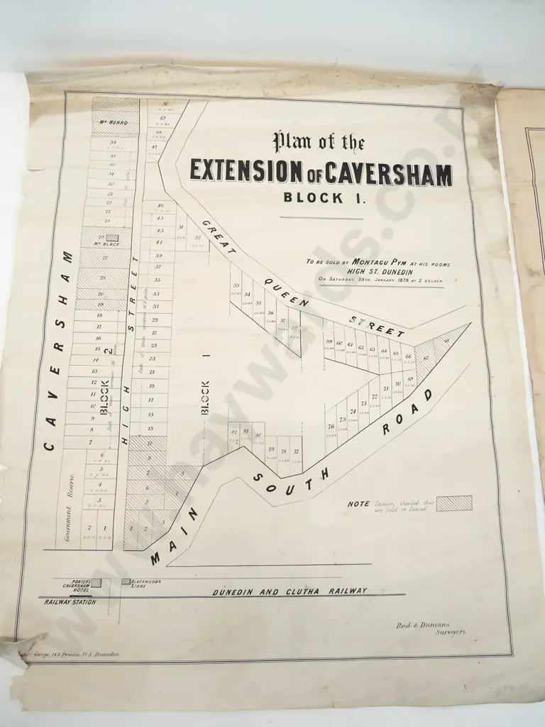 3 Dunedin area subdivision maps - Vauxhall, Caversham, Upper Kaikorai - damage and foxing - largest H830 W490 Image 1++