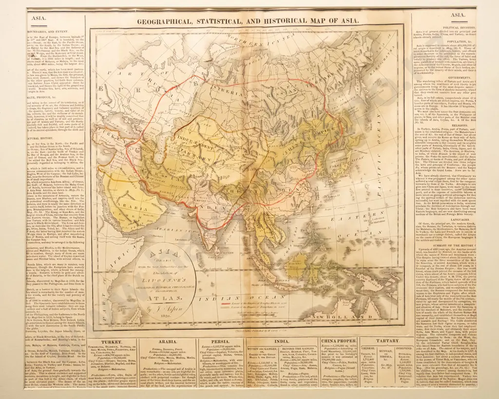 2 unframed mounted maps - Great Britain & Ireland H450, and Asia historical/political map from publication Image 1++