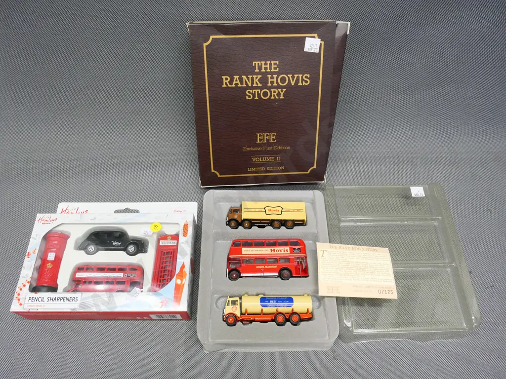 2 die-cast boxed sets: EFE ltd. ed. Rank Hovis vintage vehicles & vintage London theme pencil sharpeners Image 1++