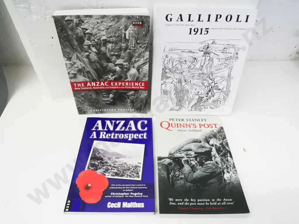 4 NZ Anzac/Gallipoli books: Cecil Malthus, Colin Townsend, Peter Stanley, Christopher Pugsley Image 1++