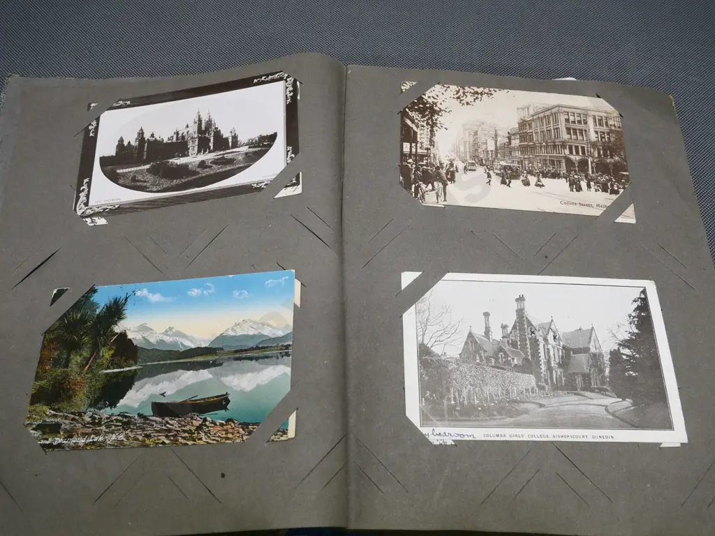 album of postcards - New Zealand and overseas - Dunedin, Invercargill, Columba College, etc. Image 1++