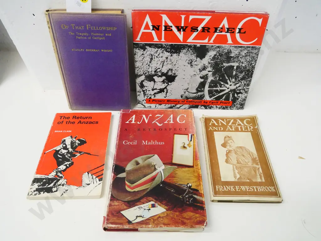5 NZ military history books: Anzac Newsreel, Brian Clark, Frank Westbrook, Stanley Sherman Wright, etc. Image 1++