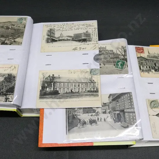2 album of postcards - early French and some German WWI-era, 200+ cards in total