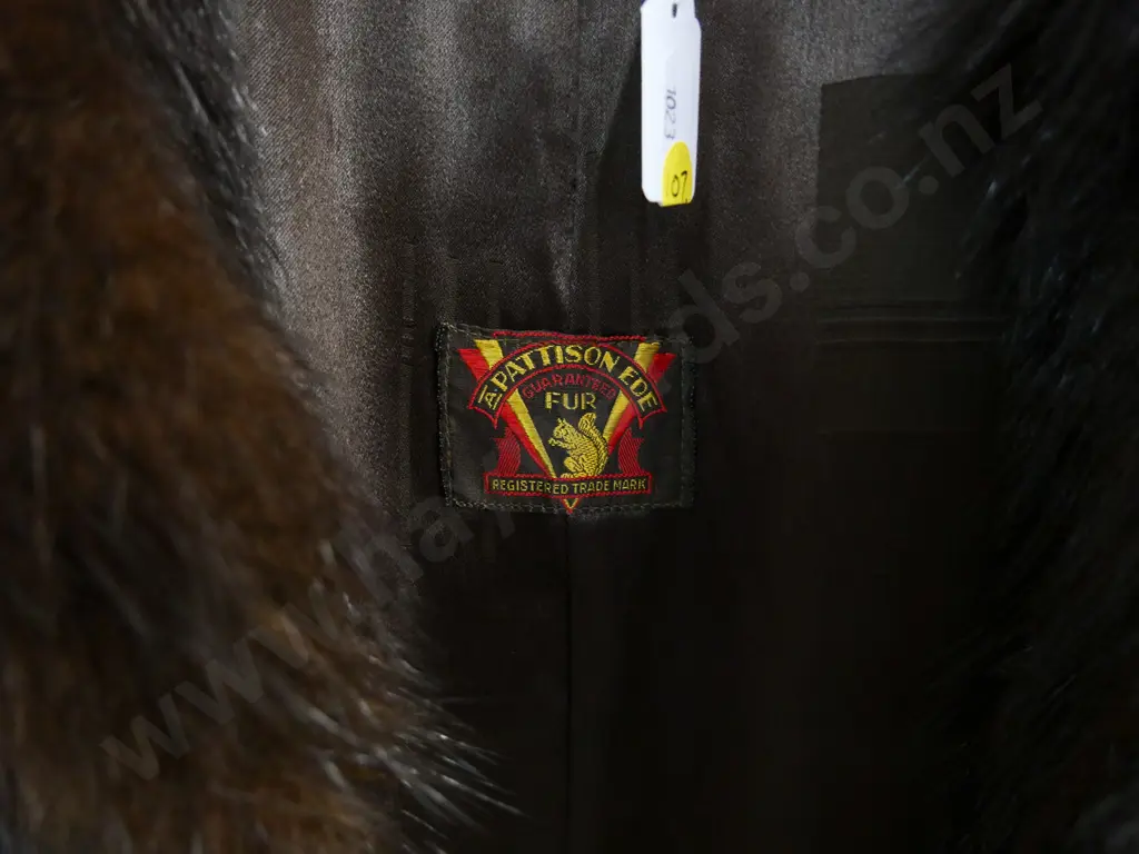 dark brown fitch fur coat - Pattison Ede NZ label Image 1++