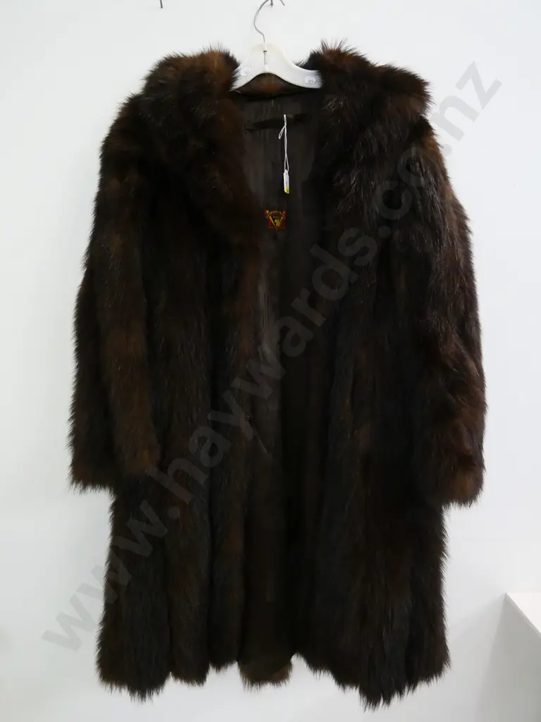 dark brown fitch fur coat - Pattison Ede NZ label Image 1++