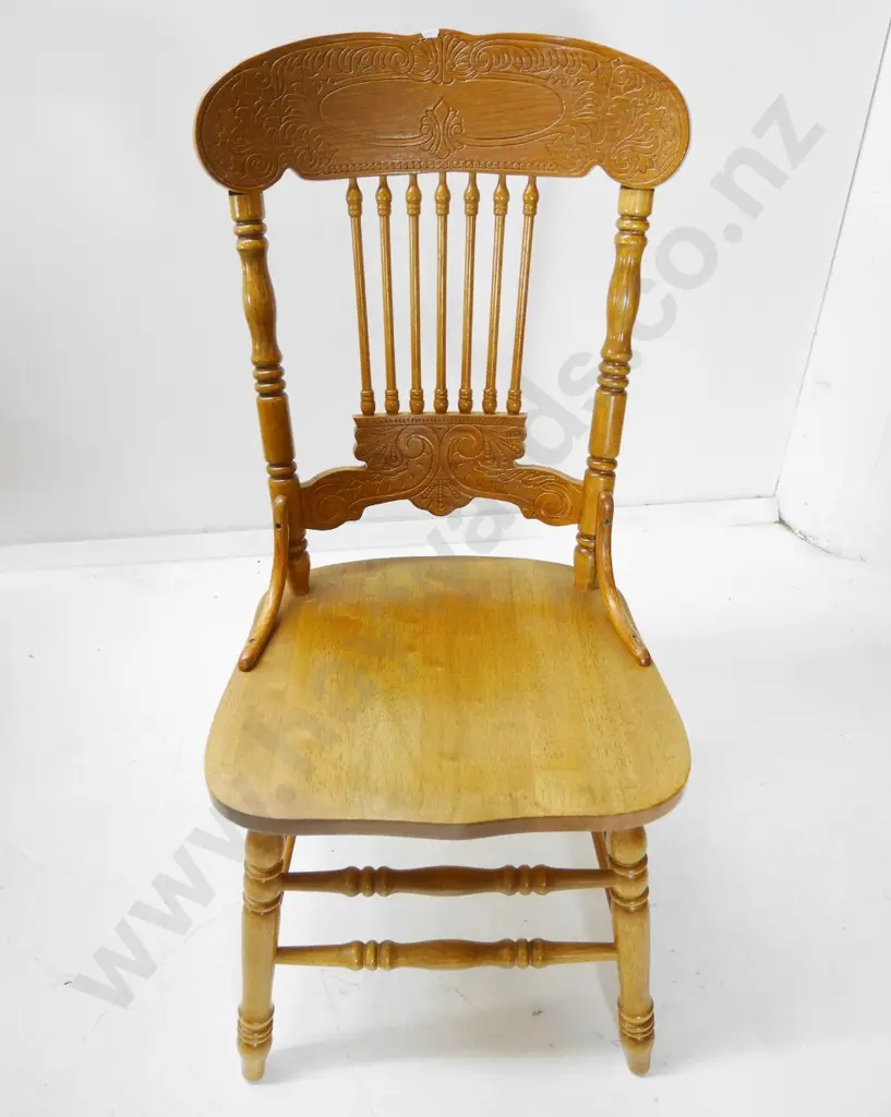 oak dining table quartered top, heavy twin pedestal, ball & claw feet, 6 spindle back chairs H790 W1060 L2100 w/leaf Image 1++