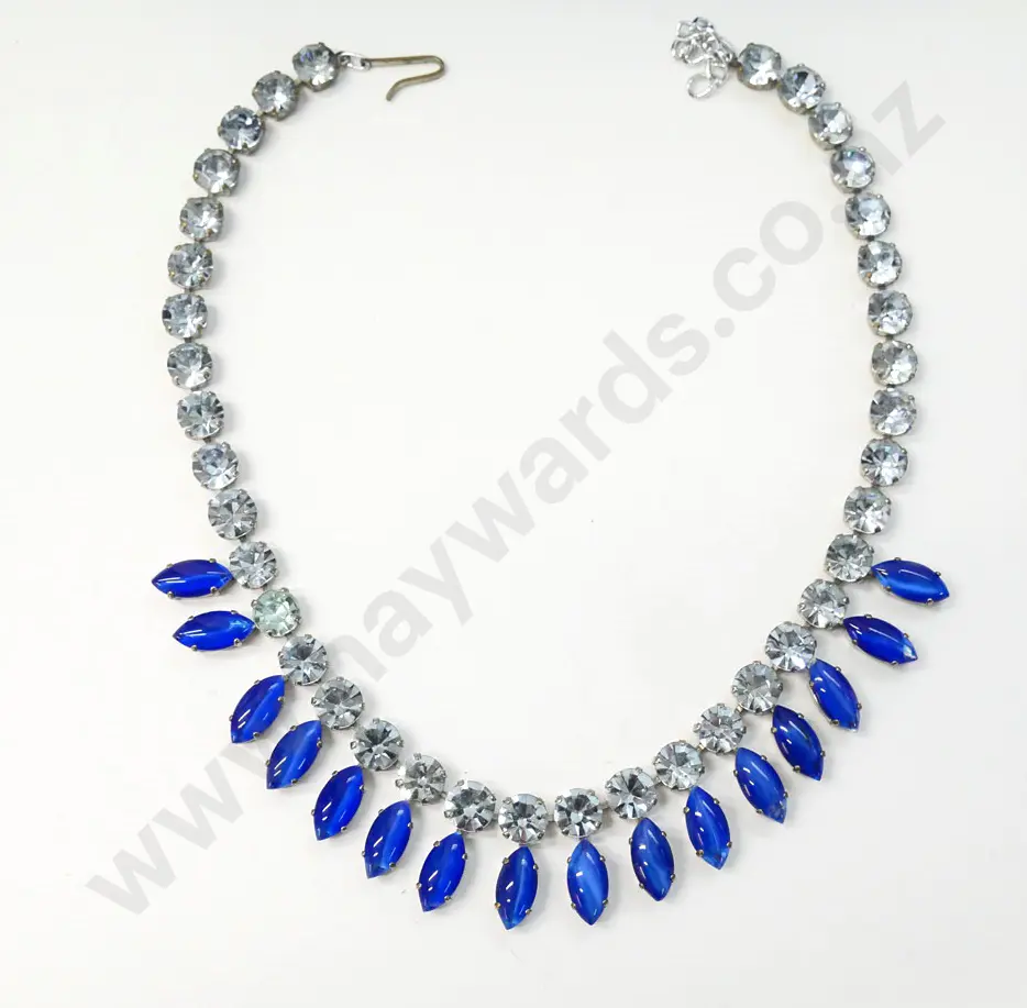 crystal & blue stone costume necklace Image 1++