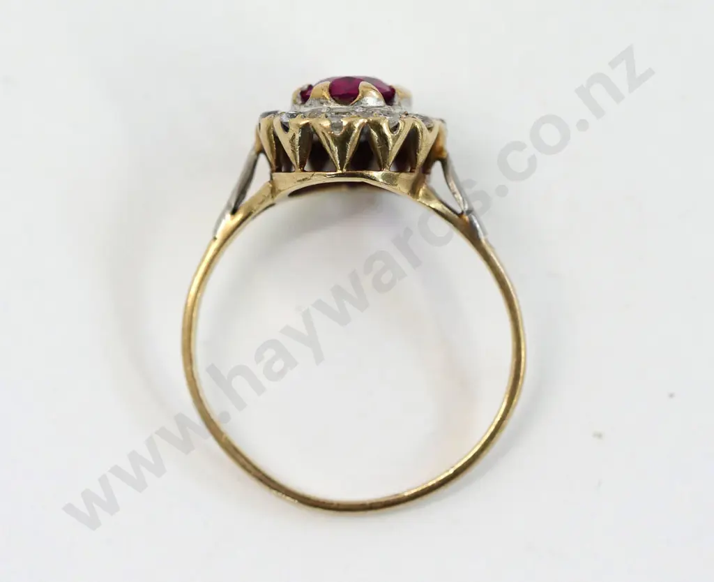 garnet cz dress ring stamped 9ct Image 1++