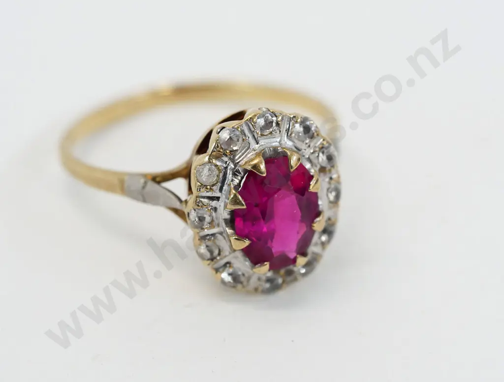 garnet cz dress ring stamped 9ct Image 1++