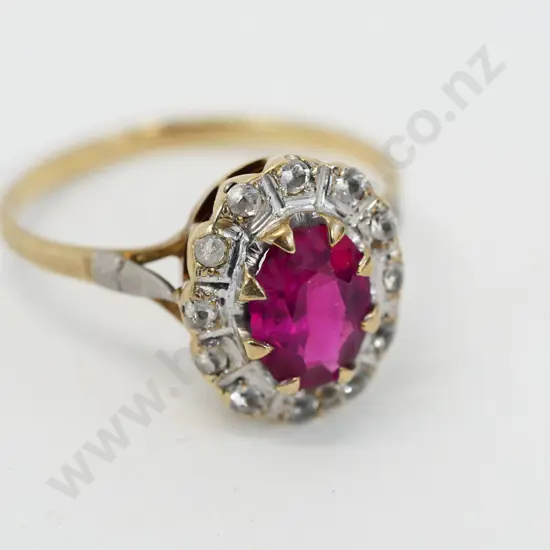 garnet cz dress ring stamped 9ct