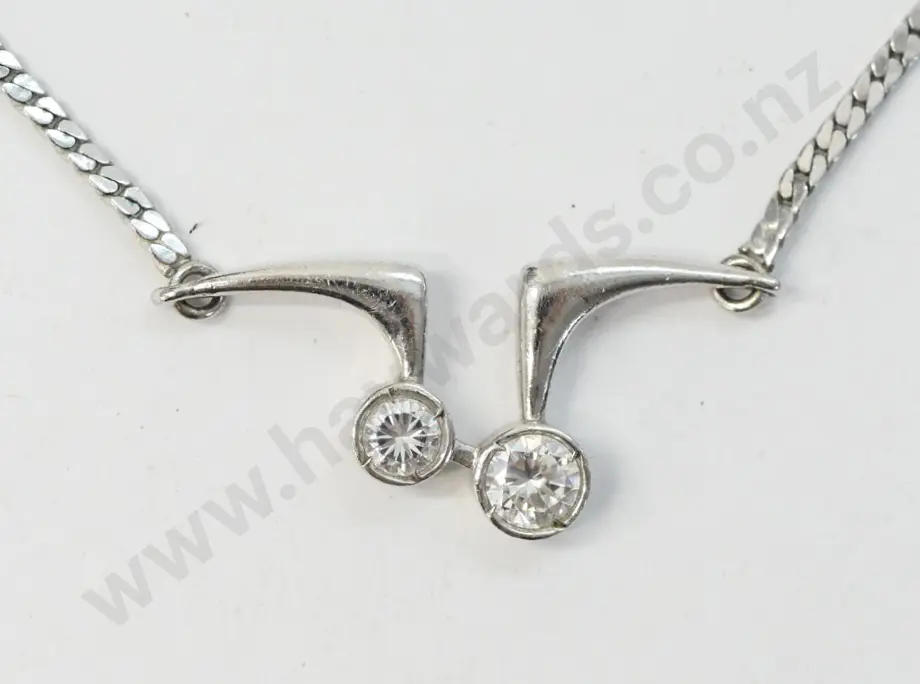 silver & cz necklace no markings Image 1++