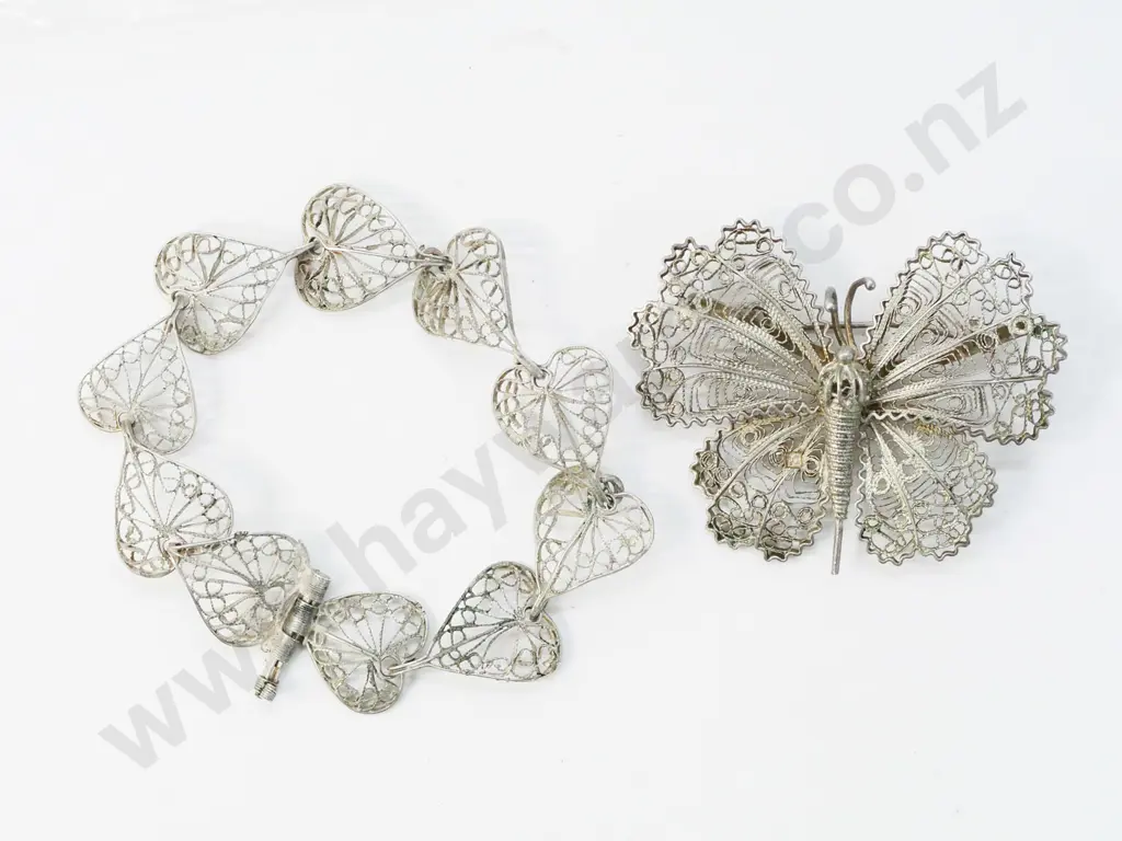 filagree leaf bracelet & filagree butterfly brooch Image 1++